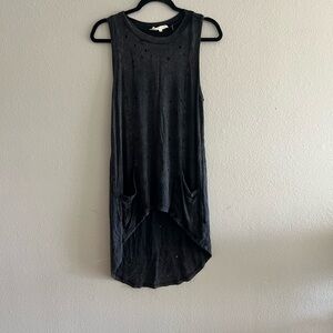 Black Distressed Tank Top